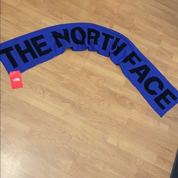 NWT The North Face Logo Scarf - Black/ Blue - Picture 1 of 13